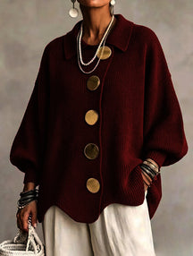 Victoire™ | Oversize-Strickjacke mit großen goldfarbenen Knöpfen