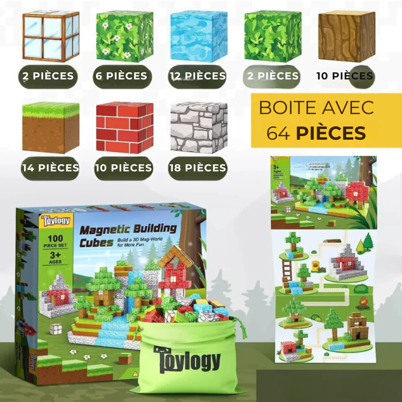 Magnetische Minecraft®-Bausteine – 48 / 64 / 75 Teile