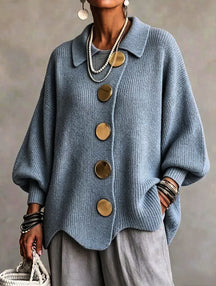 Victoire™ | Oversize-Strickjacke mit großen goldfarbenen Knöpfen